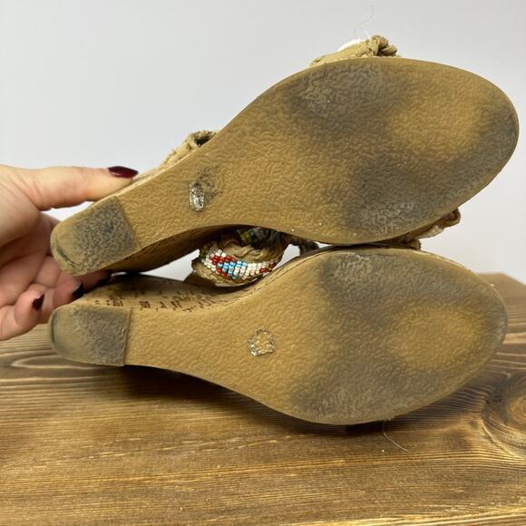 SBICCA KARSON Beaded Wedges SZ 7.5 Boho Aztec Native American Southwest Hippie - Picture 7 of 8